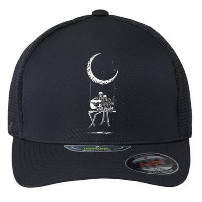 Skeleton Moon Band Tees Rock And Roll Concert Graphic Tees Flexfit Unipanel Trucker Cap
