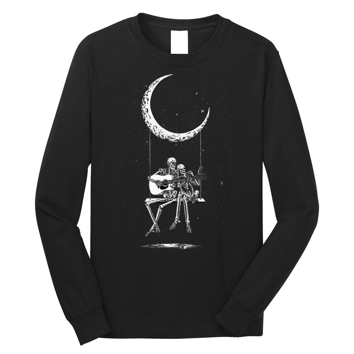 Skeleton Moon Band Tees Rock And Roll Concert Graphic Tees Long Sleeve Shirt