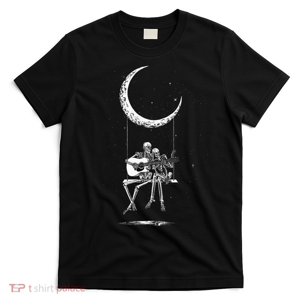 Skeleton Moon Band Tees Rock And Roll Concert Graphic Tees T-Shirt