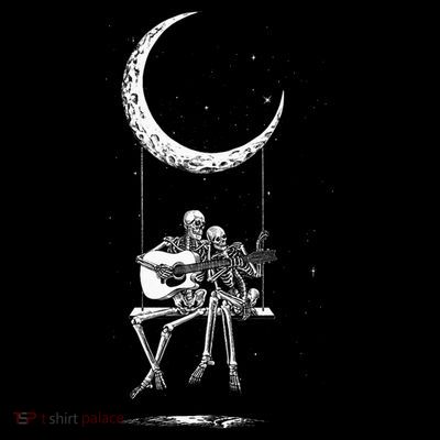 Skeleton Moon Band Tees Rock And Roll Concert Graphic Tees T-Shirt