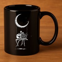 Skeleton Moon Band Tees Rock And Roll Concert Graphic Tees 11oz C Handle Ceramic Mug