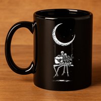 Skeleton Moon Band Tees Rock And Roll Concert Graphic Tees 11oz C Handle Ceramic Mug
