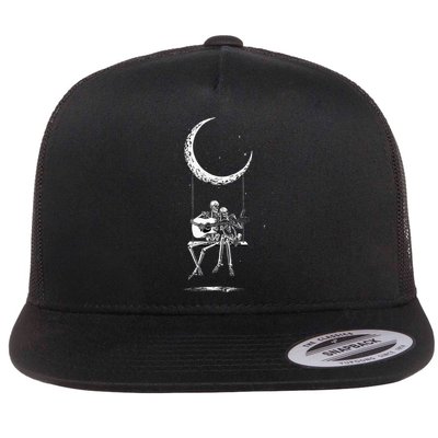 Skeleton Moon Band Tees Rock And Roll Concert Graphic Tees Flatbill Hat
