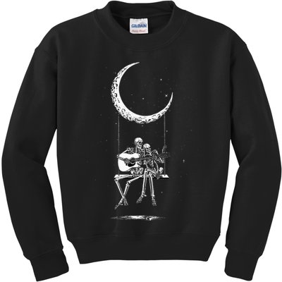 Skeleton Moon Band Tees Rock And Roll Concert Graphic Tees Kids Sweatshirt