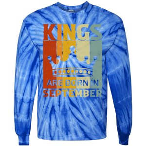 September Month Bday Party Kings Are Born In September Great Gift Tie-Dye Long Sleeve Shirt