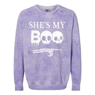 SheS My Boo Skull Face Matching Halloween Couples Funny Gift Colorblast Crewneck Sweatshirt