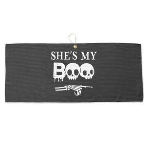 SheS My Boo Skull Face Matching Halloween Couples Funny Gift Large Microfiber Waffle Golf Towel