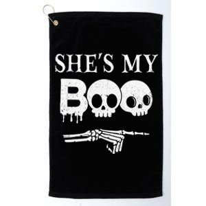 SheS My Boo Skull Face Matching Halloween Couples Funny Gift Platinum Collection Golf Towel