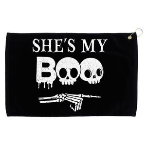 SheS My Boo Skull Face Matching Halloween Couples Funny Gift Grommeted Golf Towel