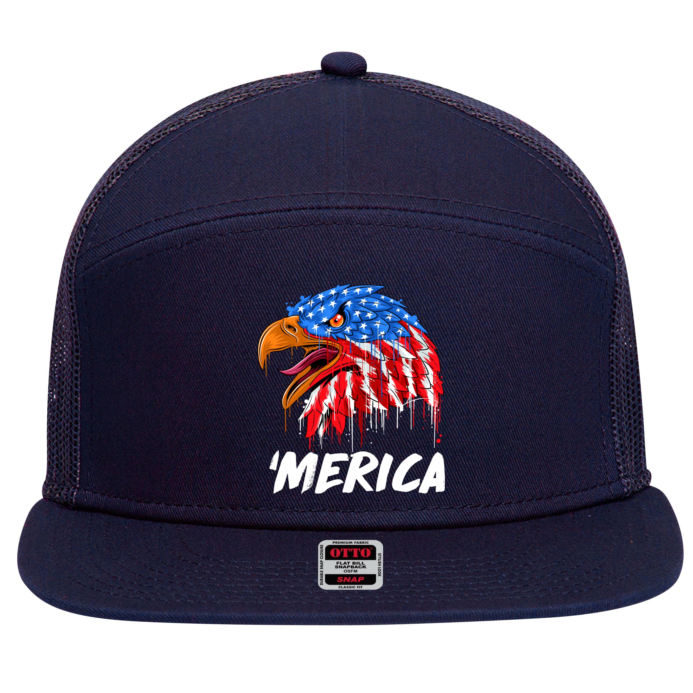 Sweet Merica Ball Eagle 7 Panel Mesh Trucker Snapback Hat