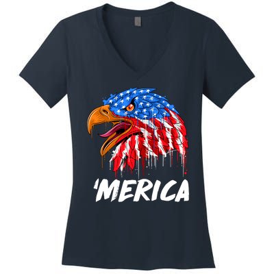 Sweet Merica Ball Eagle Women's V-Neck T-Shirt