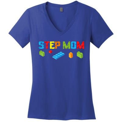 Stepmom Master Builder Building Bricks Blocks Family Parents Great Gift Women's V-Neck T-Shirt