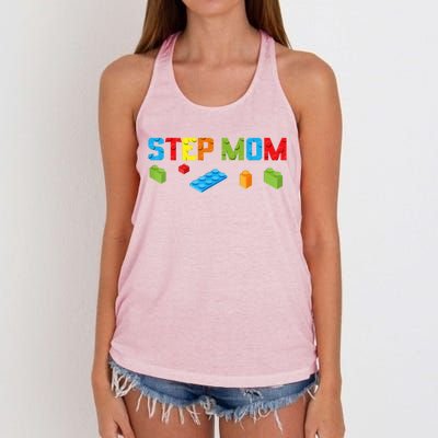 Stepmom Master Builder Building Bricks Blocks Family Parents Great Gift Women's Knotted Racerback Tank