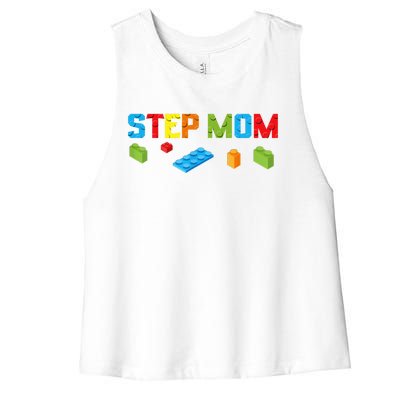 Stepmom Master Builder Building Bricks Blocks Family Parents Great Gift Women's Racerback Cropped Tank