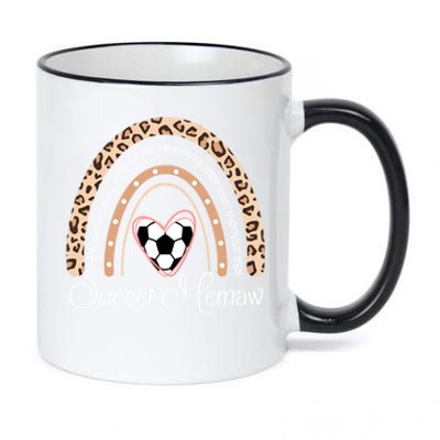 Soccer Memaw Boho Rainbow Funny Soccer Memaw Gift 11oz Black Color Changing Mug