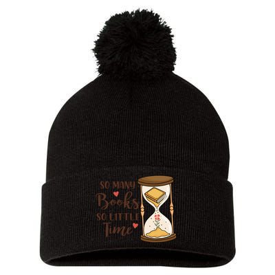 So Many Books So Little Time Gift For Reading Books Pom Pom 12in Knit Beanie