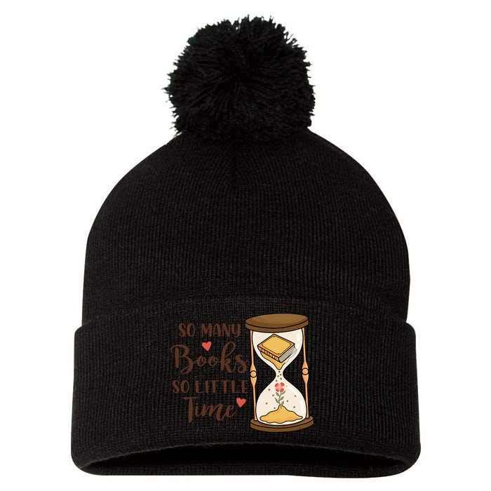 So Many Books So Little Time Gift For Reading Books Pom Pom 12in Knit Beanie
