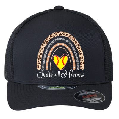 Softball Memaw Boho Rainbow Funny Softball Memaw Gift Flexfit Unipanel Trucker Cap