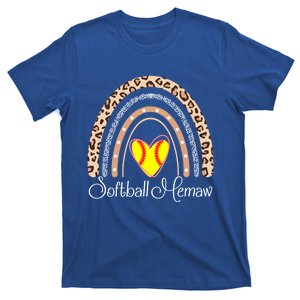 Softball Memaw Boho Rainbow Funny Softball Memaw Gift T-Shirt