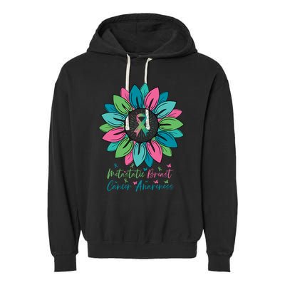 Sunflower Metastatic Breast Cancer Awareness Month Garment-Dyed Fleece Hoodie