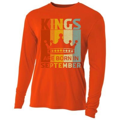 September Month Bday Party Kings Are Born In September Great Gift Cooling Performance Long Sleeve Crew