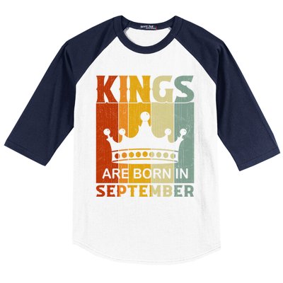 September Month Bday Party Kings Are Born In September Great Gift Baseball Sleeve Shirt