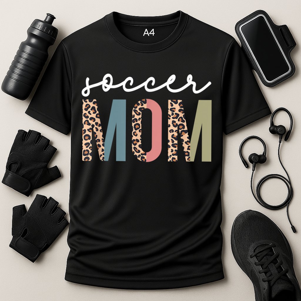 Soccer Mom Cute Mom Life Soccer Game Day Cheer Mom Leopard Cooling Performance Crew T-Shirt