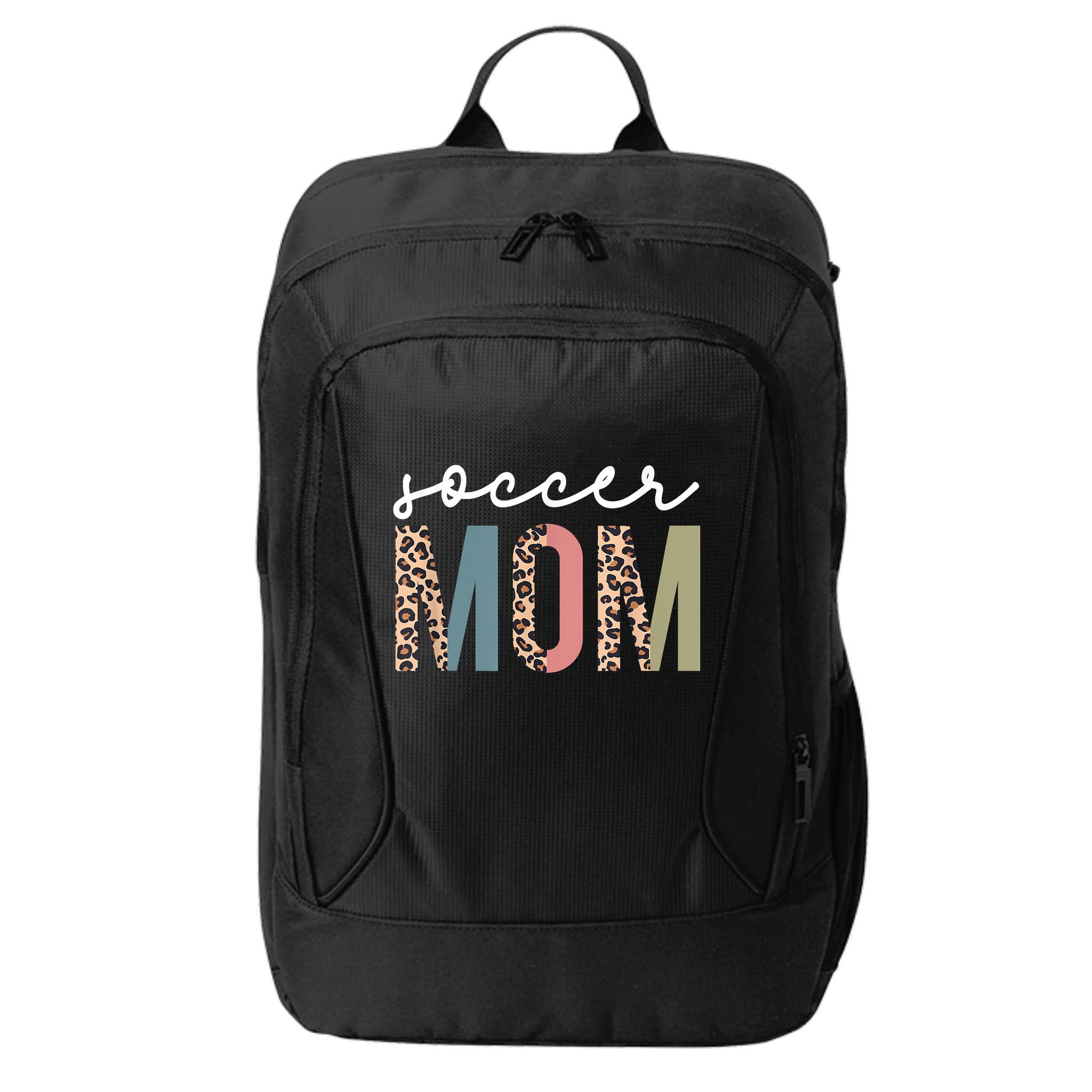 Soccer Mom Cute Mom Life Soccer Game Day Cheer Mom Leopard City Backpack