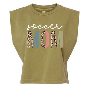 Soccer Mom Cute Mom Life Soccer Game Day Cheer Mom Leopard Garment-Dyed Women's Muscle Tee