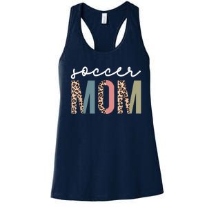 Soccer Mom Cute Mom Life Soccer Game Day Cheer Mom Leopard Women's Racerback Tank