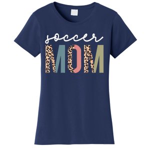 Soccer Mom Cute Mom Life Soccer Game Day Cheer Mom Leopard Women's T-Shirt