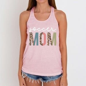 Soccer Mom Cute Mom Life Soccer Game Day Cheer Mom Leopard Women's Knotted Racerback Tank