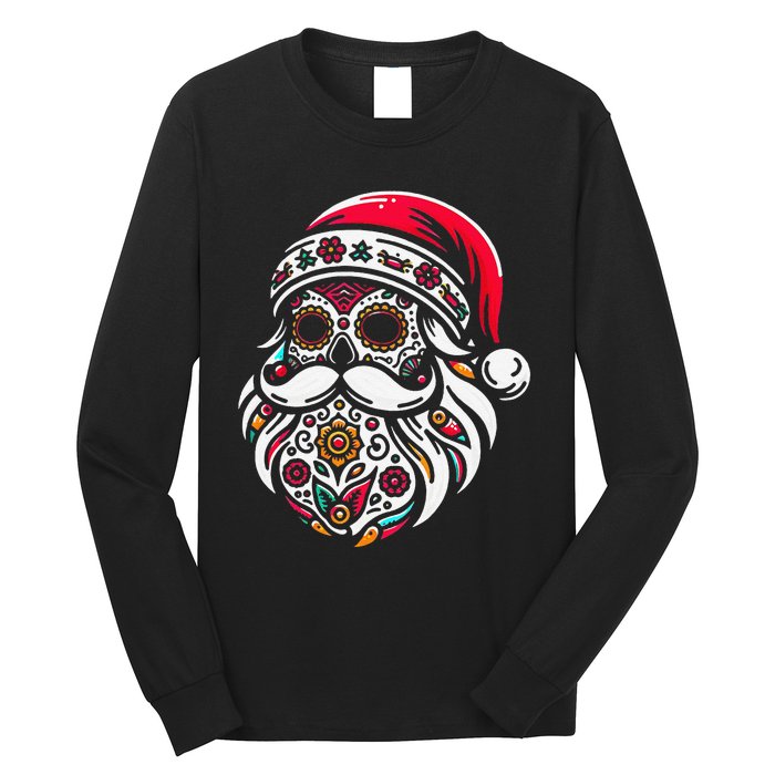 Santa Mexico Calavera Christmas Gift Long Sleeve Shirt