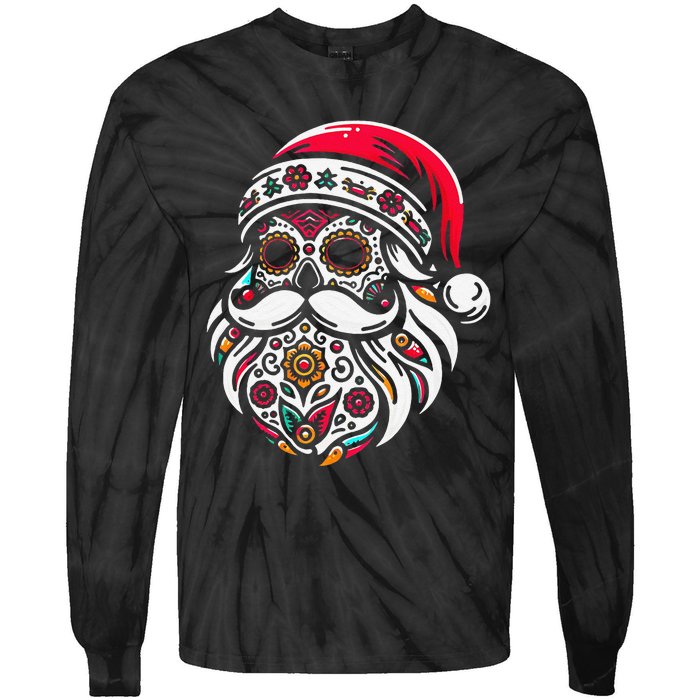 Santa Mexico Calavera Christmas Gift Tie-Dye Long Sleeve Shirt