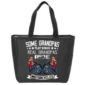 Santa Motorcycle Christmas For Grandpa Dad Motorcycle Riders  Zip Tote Bag