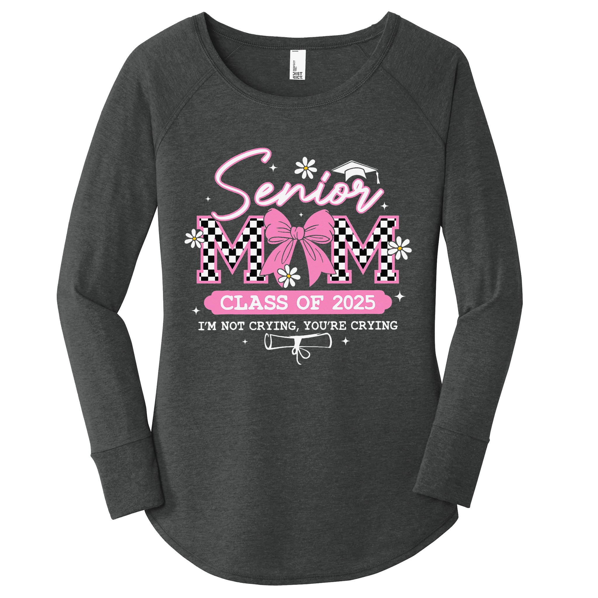 Senior Mom Class Of 2025 Senior 2025 Coquette Bow Women's Perfect Tri Tunic Long Sleeve Shirt
