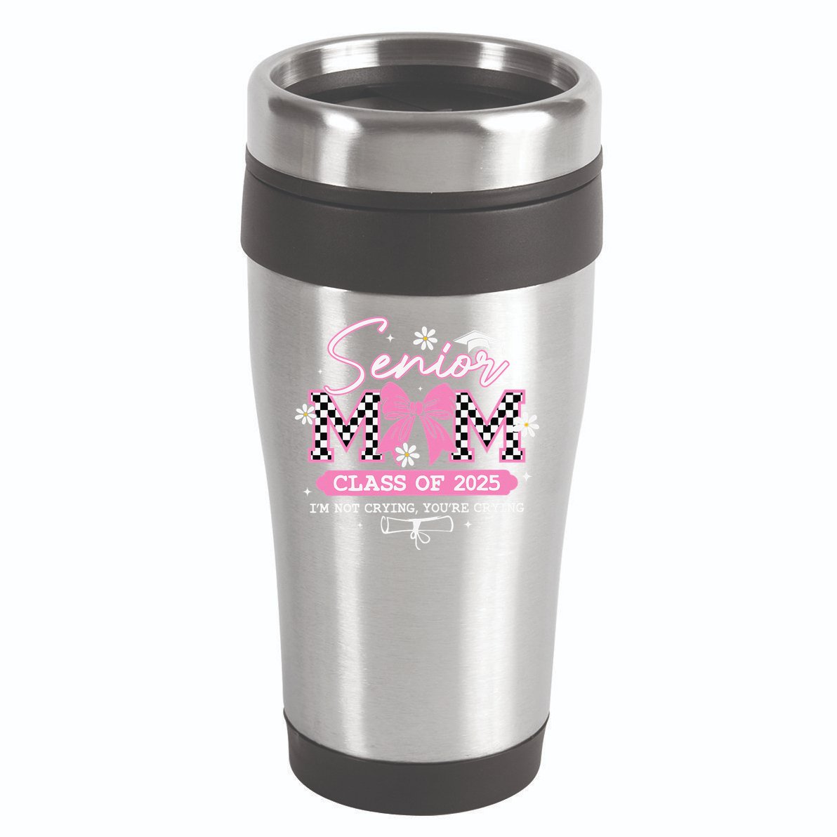 Senior Mom Class Of 2025 Senior 2025 Coquette Bow 16oz Travel Tumbler