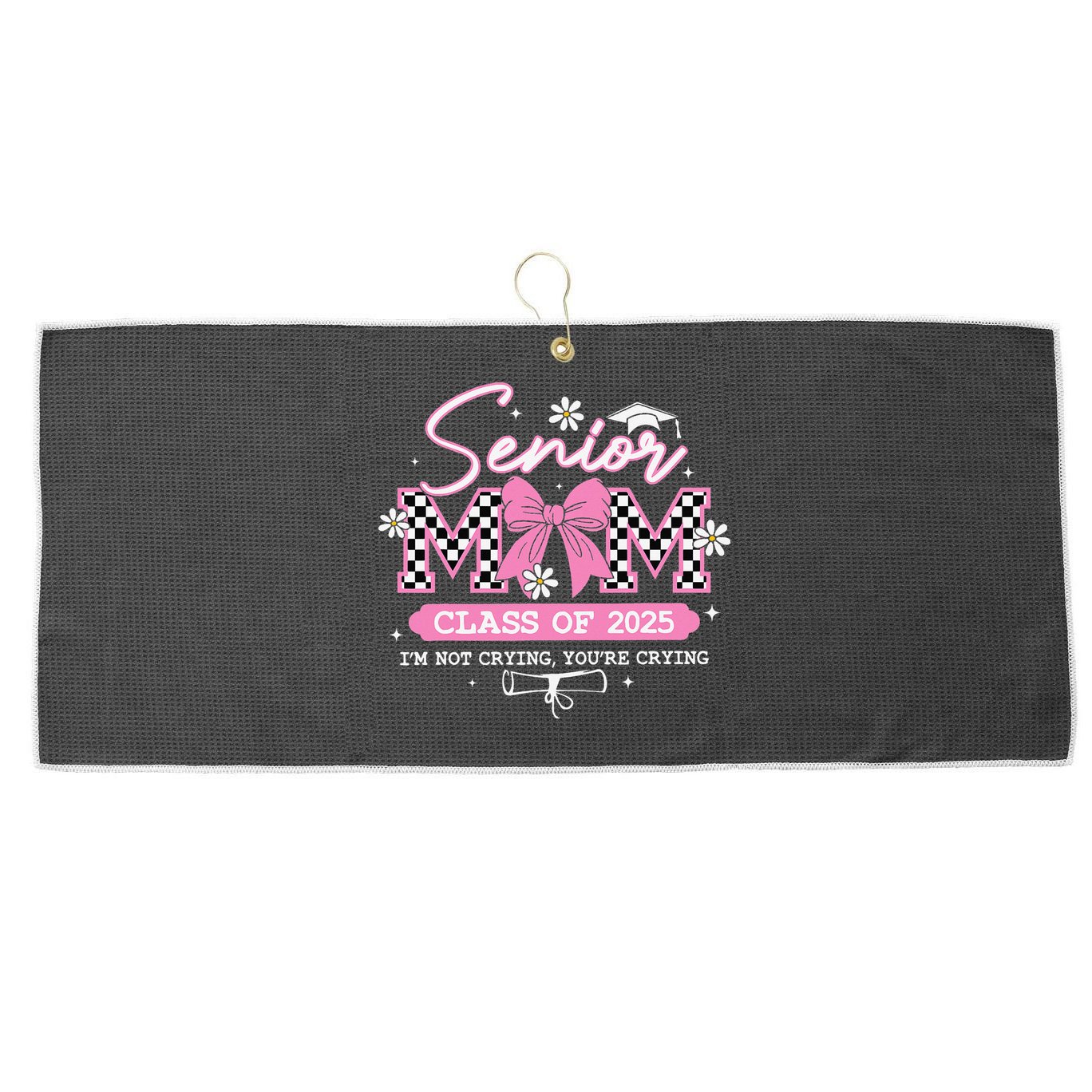 Senior Mom Class Of 2025 Senior 2025 Coquette Bow Large Microfiber Waffle Golf Towel