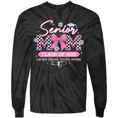 Senior Mom Class Of 2025 Senior 2025 Coquette Bow Tie-Dye Long Sleeve Shirt