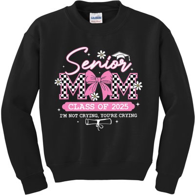 Senior Mom Class Of 2025 Senior 2025 Coquette Bow Kids Sweatshirt
