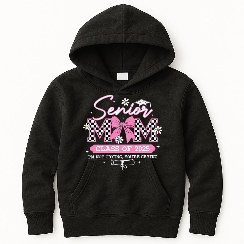 Senior Mom Class Of 2025 Senior 2025 Coquette Bow Kids Hoodie