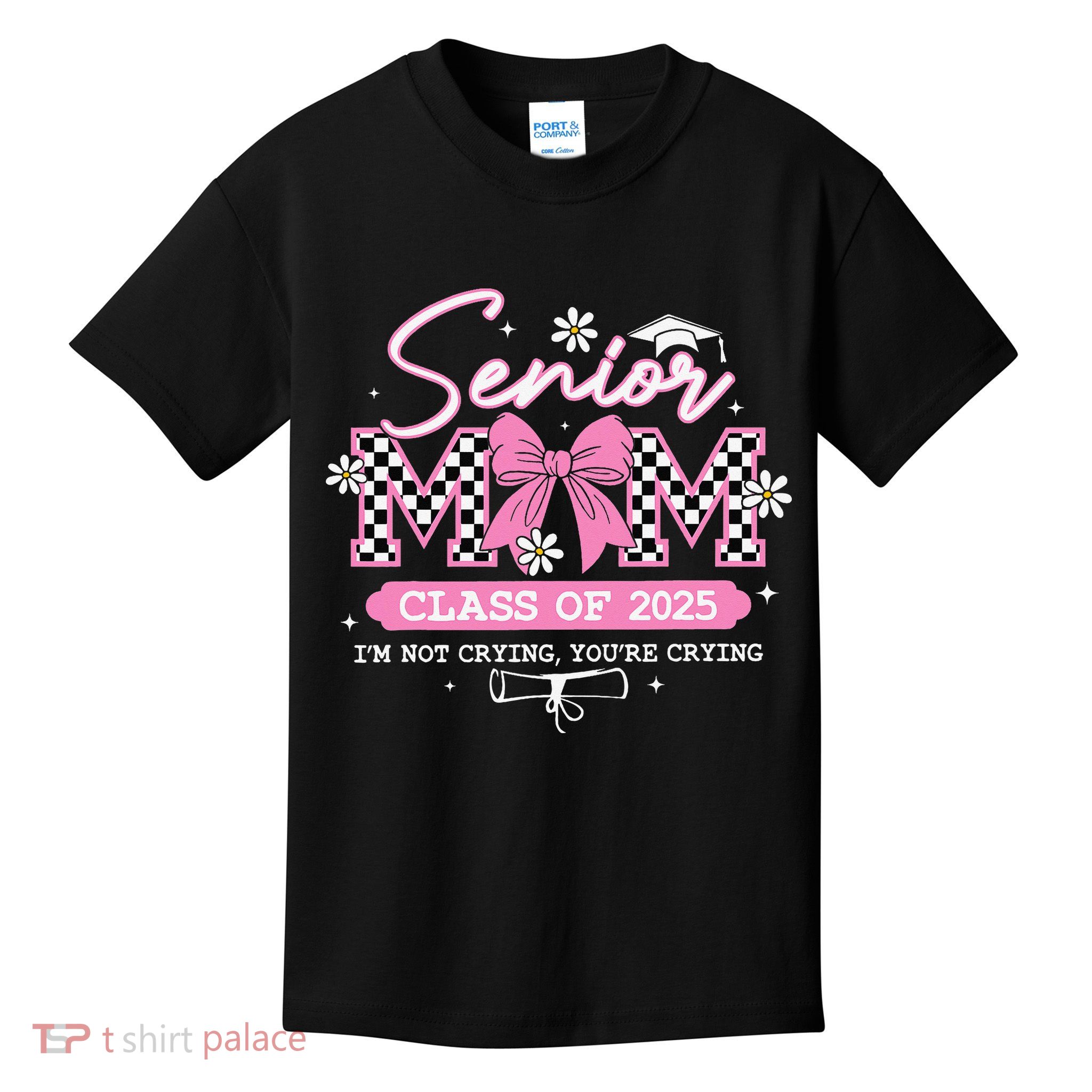 Senior Mom Class Of 2025 Senior 2025 Coquette Bow Kids T-Shirt