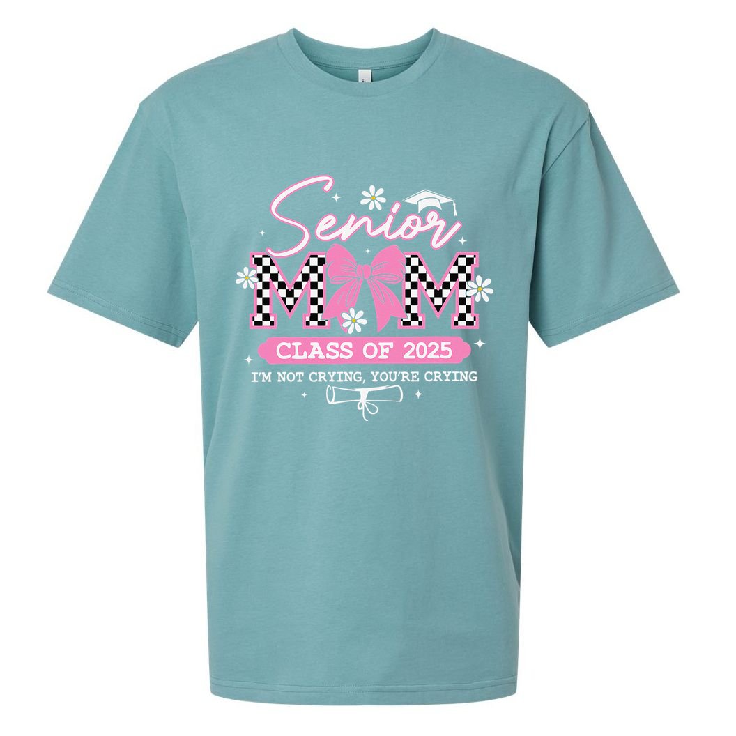Senior Mom Class Of 2025 Senior 2025 Coquette Bow Sueded Cloud Jersey T-Shirt