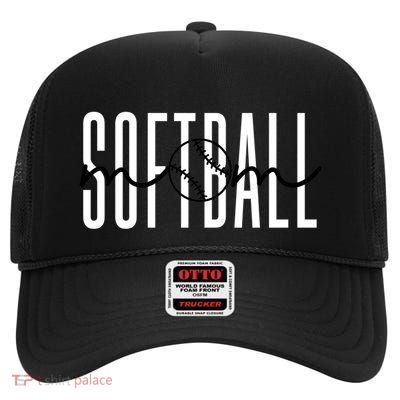 Softball Mom Crewneck Gift Cute Softball Mama Mothers Gift High Crown Mesh Back Trucker Hat