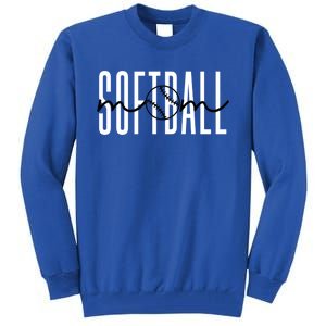 Softball Mom Crewneck Gift Cute Softball Mama Mothers Gift Tall Sweatshirt