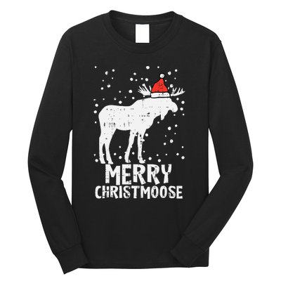 Santa Merry Christmoose Funny Christmas Moose Pajama Long Sleeve Shirt