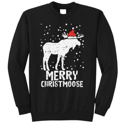 Santa Merry Christmoose Funny Christmas Moose Pajama Sweatshirt