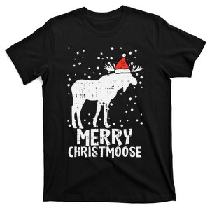 Santa Merry Christmoose Funny Christmas Moose Pajama T-Shirt