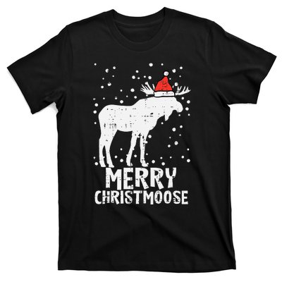 Santa Merry Christmoose Funny Christmas Moose Pajama T-Shirt