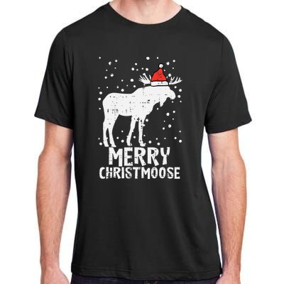 Santa Merry Christmoose Funny Christmas Moose Pajama Adult ChromaSoft Performance T-Shirt